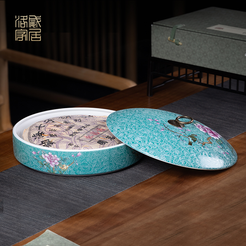 , pick flowers large jingdezhen ceramic seal pot pu 'er tea cake white tea boxes the layers of as cans