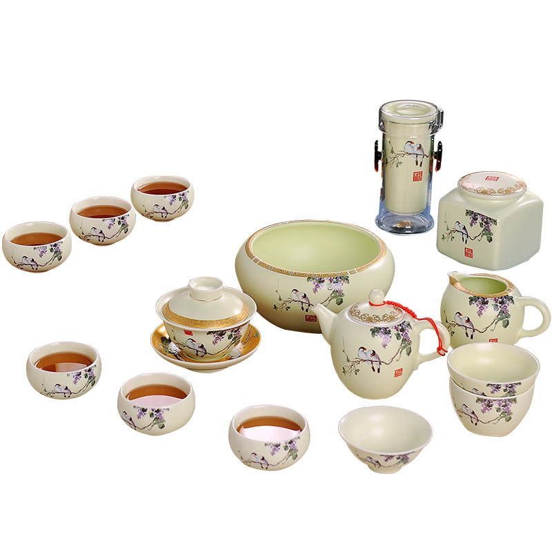 Touch the floor clearance 】 【 kung fu tea sets jingdezhen ceramic household tea sea tea cups of a complete set of POTS