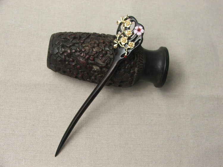 手工制作黑檀木步摇发簪古风木簪子复古新娘盘发汉服配饰古风饰品