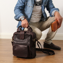 Mens leather bag 2021 New Head layer cowhide shoulder shoulder bag Hand bag vertical casual A4 file bag