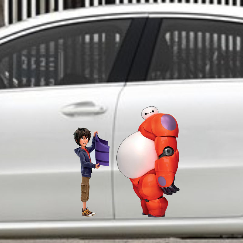 包邮汽车划痕车贴 超能陆战队之大白碰拳汽车身个性装饰用品