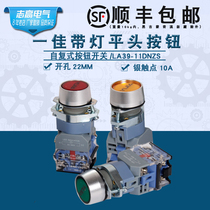 YIJIA self-locking illuminated power switch button LA39-11DNZS 220V 24V12V 22mm