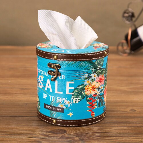 圆形纸巾盒家用客厅卧室办公室卫生间卷纸筒桌面可爱圆筒抽纸盒子_7折