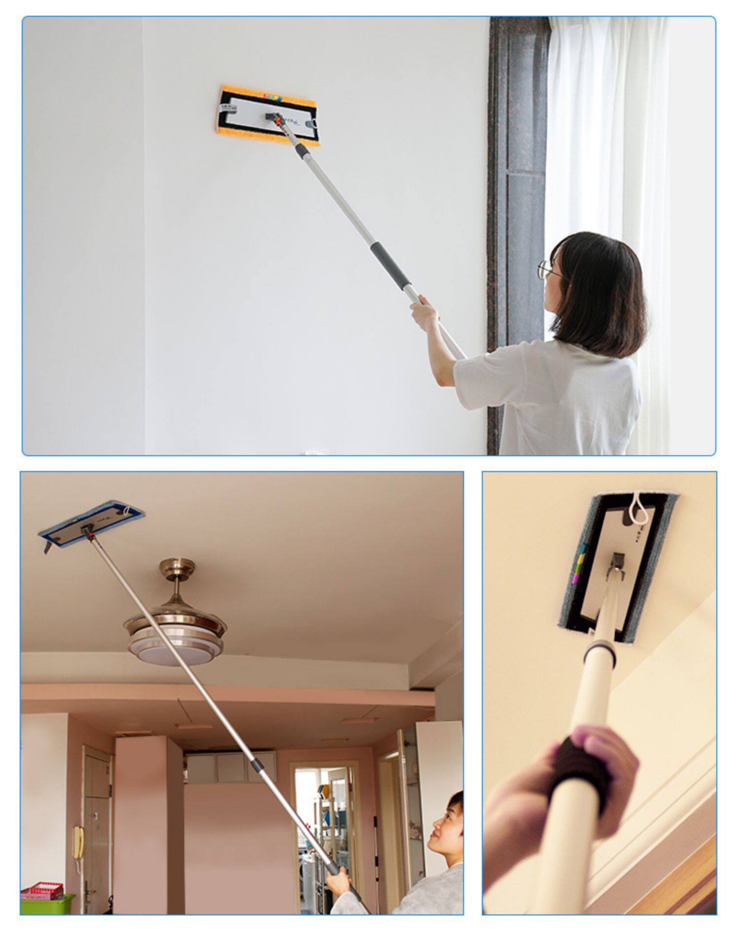 洗墙拖把擦加长杆擦墙壁的清洁工具擦房顶神器天花板家用瓷砖墙面