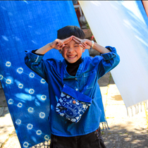 Blue sequined satchel satchel 100 lap environmentally friendly national wind minimalist fashion men and women universal