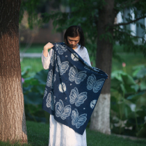 Blue Sequel White Clan Zdyeing Butterfly Pearl Flower Tablecloth Flower Plant Dyeing Blue Fields Garden Folk Customs House Decoration