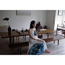 Blue Sequel Dye Summer Printed Pure Cotton Pendant With Skirt Summer Cotton Fabric Long fairy Skirt Sweet and Loose With No Sleeves