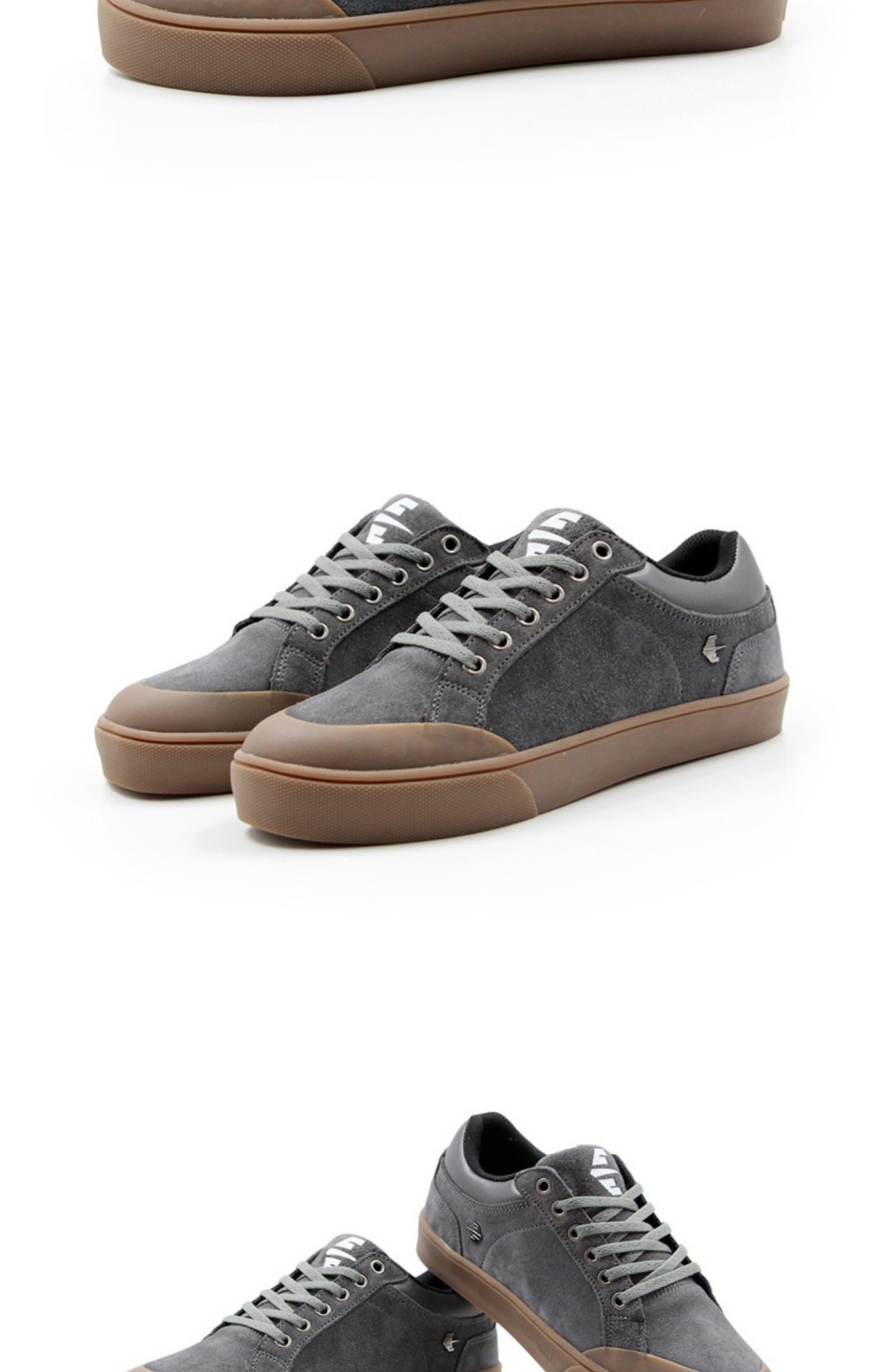 尖客潮新款复古耐磨橡胶包头翻毛皮滑板鞋男女减震抗