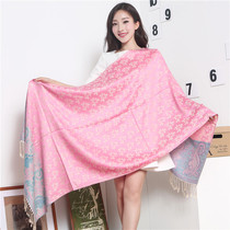 Autumn and winter shawl with a double-use spring and autumn ethnic wind cape and shoulder qipao Yunnan Lijiang cotton linen scarves for womens winter