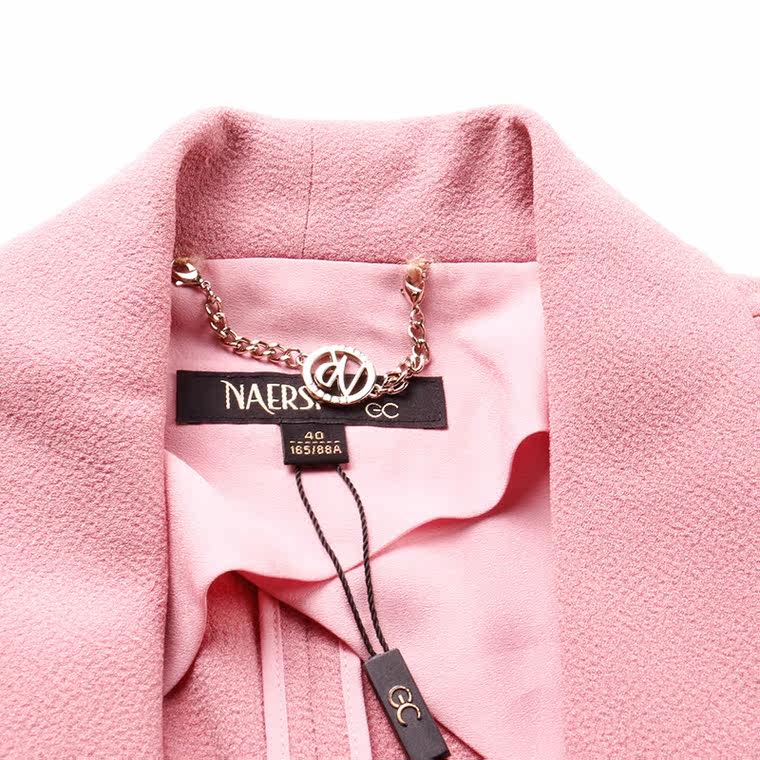 NAERSI/娜尔思秋装新款时尚翻领宽松七分袖纯色西装外套