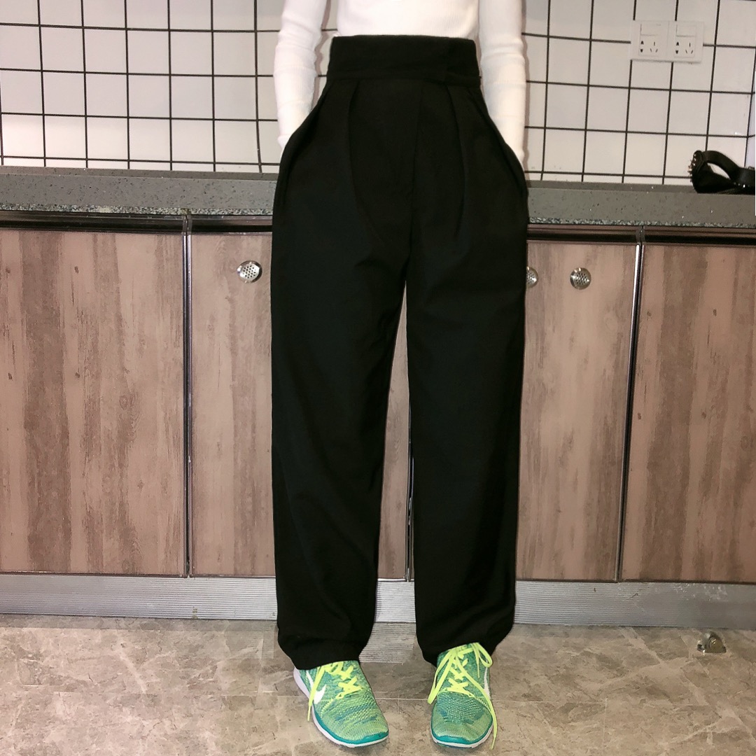 saggingpants,sagging show thin and sagging feeling high waist loose thin pants simple