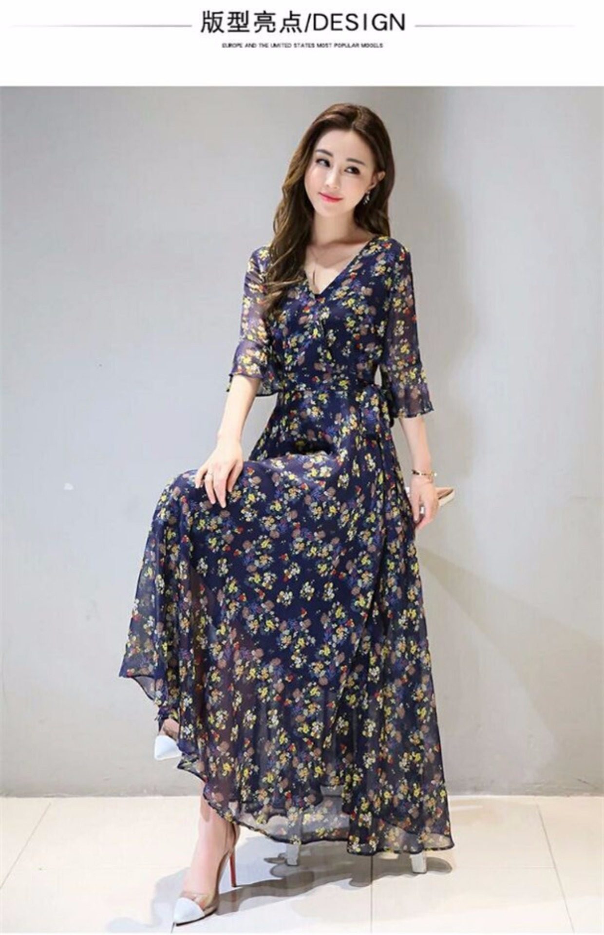 雪纺碎花连衣裙女夏2017新款气质仙裙子飘逸