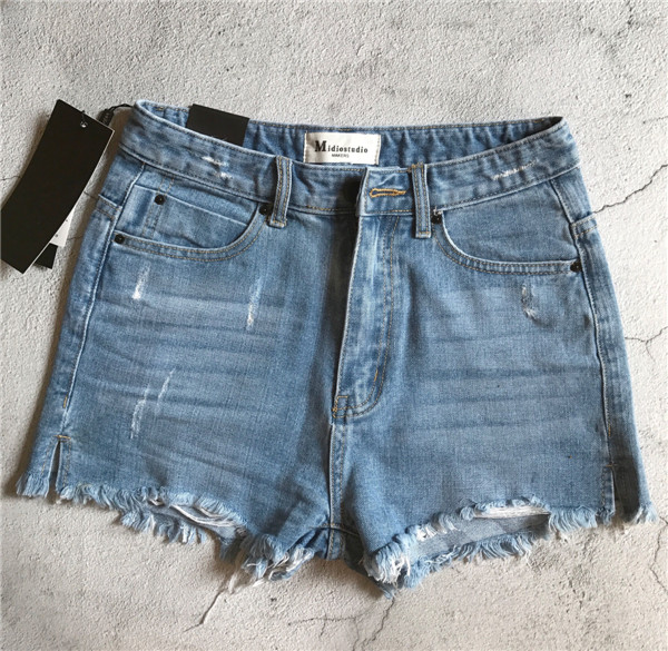 Retro 100 lap high waist hair shall be side denim shorts female mill break denim hot pants summer dress