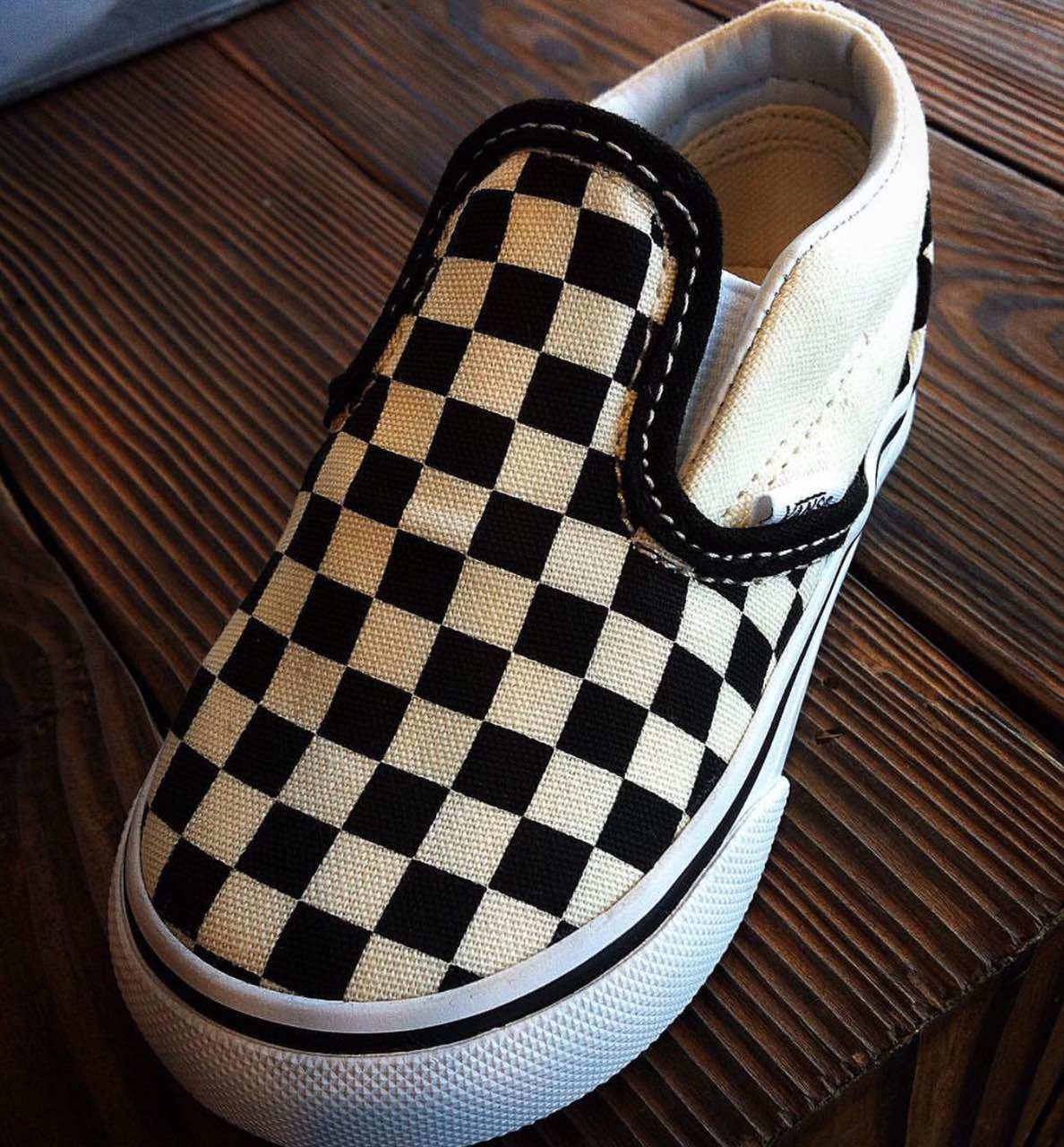 日本代购直邮范斯vans 黑白格子经典款帆布鞋 亲子鞋