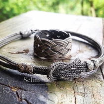 Turkey 999 silver silk braided ring Sterling silver court silver jewelry Men and women couples jewelry Niche in trend personality