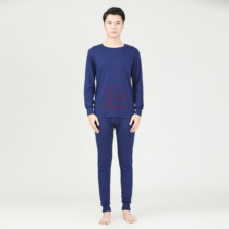 Public hair blue underwear men warm cold autumn pants set home clothing base shirt