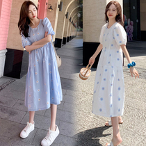 New pregnant womens summer dress long fashion Korean version loose thin personality foreign style embroidered summer dress