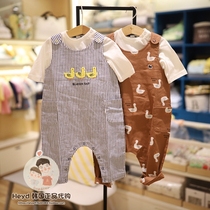 Direct mail bluedog Korean little blue dog 21 summer childrens bib set 41213-601-03