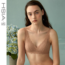 HSIA reverie small chest thin underwear female bralette anti-bump sexy full lace rimless bra