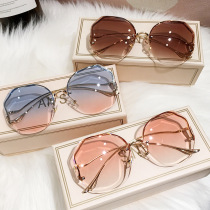 2022 Fashion Tea Gradient Sunglasses Women Ocean Water Cut