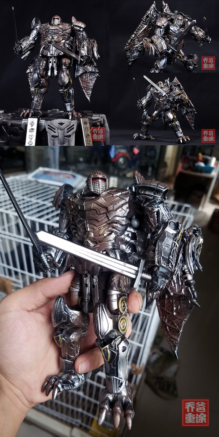 乔爸重涂变形金刚5电影孩之宝圆桌武士三头龙正版金属上色