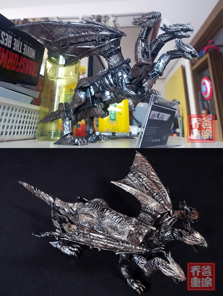 乔爸重涂变形金刚5电影孩之宝圆桌武士三头龙正版金属上色