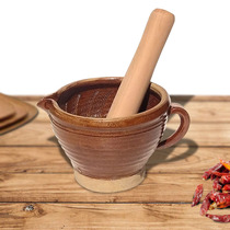 Old-fashioned bowl grinding pepper household smasher ceramic smashing garlic rice paste Lei tea bowl handmade traditional Chinese medicine grinder