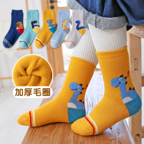 Boy socks autumn and winter thick cotton cotton stockings children thick plus velvet warm winter dinosaur baby socks