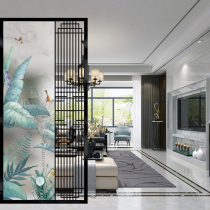 Light luxury art glass entrance living room screen partition wall modern transparent frosted steel process decoration simple grid