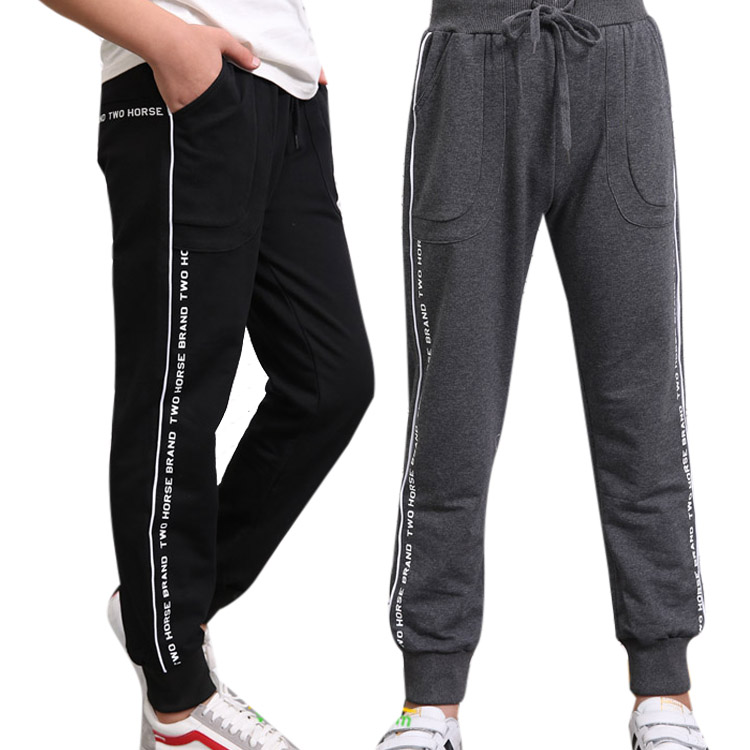 Boys sports pants Children's casual knitted pants Pure cotton flannel spring and autumn and winter school pants 2060