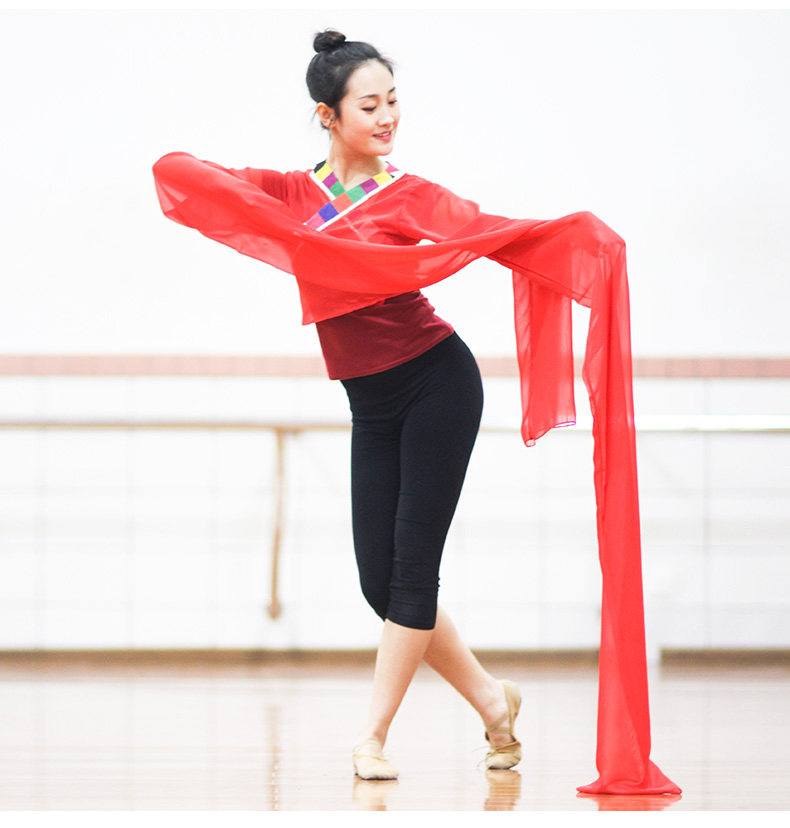 藏族儿童练习水袖上衣女成人舞蹈练功服甩袖古典舞惊鸿戏曲表演服