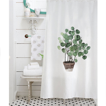 Nordic hipster plant shower curtain simple thickened personality curtain blackout waterproof and mildew proof shower curtain partition curtain