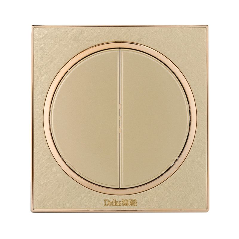 德雕圆形开关插座面板 双开双控两开双2二开双控开关二位双联开关