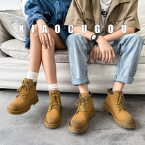 Camping wind~Couple yellow boots fur kick and not rotten Martin boots men British wind desert boots thick outdoor anti slip