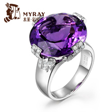 Ювелирные украшения Milley 19,85 карата фиолетовый кристалл 18K Золотое кольцо Женщина инкрустирована бриллиантом 65 центов цветные драгоценные камни
