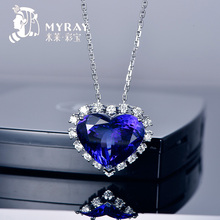 Milley Jewelry Ocean Hearts 21,3 карат 5A Природный танзанит подвеска 18K Золотое роскошное бриллиантовое ожерелье