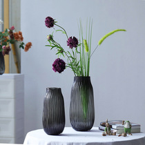 Modern minimalist gray glass vase creative transparent flower arrangement Japanese flower living room decoration ornaments
