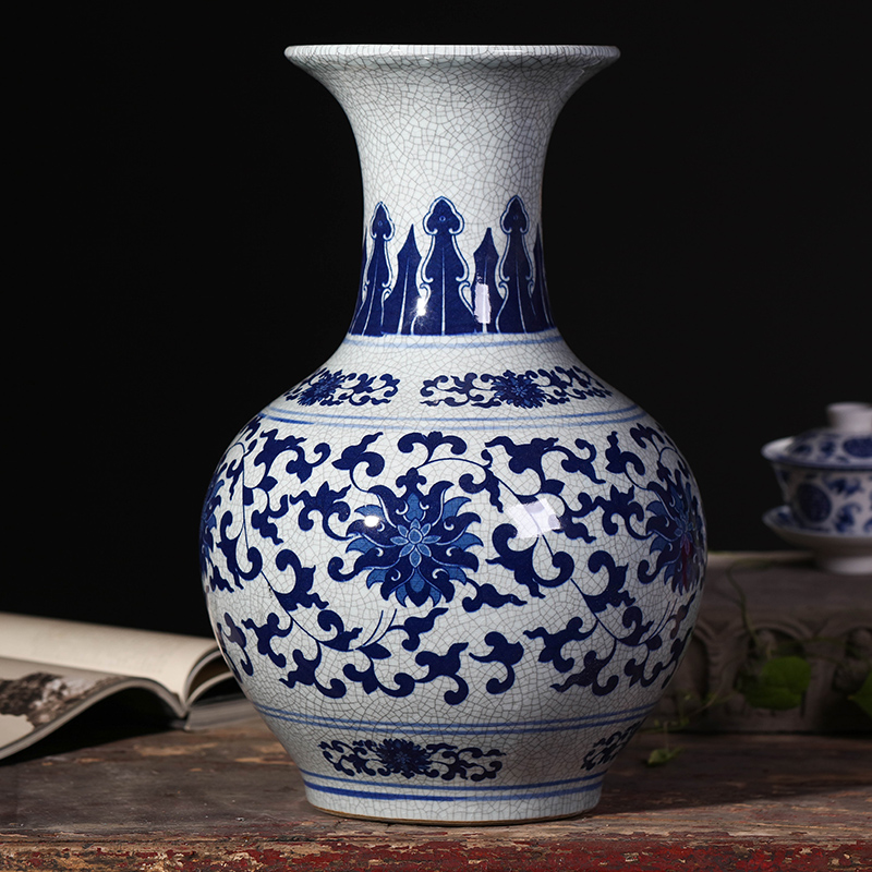 Jingdezhen ceramic flower implement archaize up open a piece of blue and white porcelain vases, modern home accessories sitting room place flower arrangement