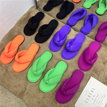 South Koreas new candy color man character drag woman 2022 summer outside wearing beach shoes flat-bottomed fluorescent color student clip foot-dragging