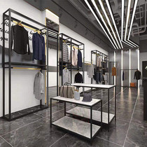 Clothing Store Hanger Racks for Mens Clothing Display Combined Shelf Luminous Double Titanium Gold Floor Type Positive Side Hanging Shoe Rack