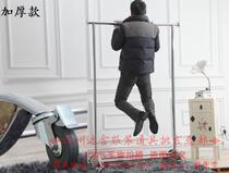 Clothing store stainless steel electroplating hanger display stand thickened rose gold telescopic floor horizontal bar with wheel drying rack