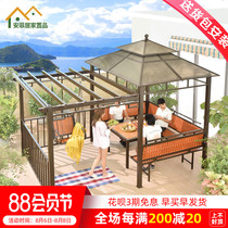 Grape rack Aluminum alloy gazebo Outdoor courtyard anti-corrosion wood simple cabin Outdoor garden Mobile pavilion tent