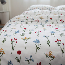 The Tang Dynasty a fishmongoose frescoed art small crushed flower day system full cotton sheet quilt cover pillowcase set for three or four pieces