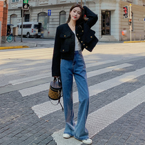 Black Fragrant Coat Women Spring and Autumn 2021 New Early Autumn Korean Fashion ins Tide Joker Short Top