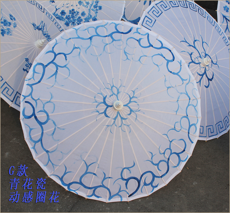 舞蹈伞 古典伞 绸布 纯手绘 青花瓷系列 工艺伞表演道具油纸伞