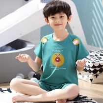 Boys pajamas summer cotton short sleeve summer thin boys middle and big children summer cartoon can wear home suit