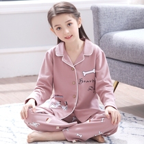2021 autumn sweet girl pajamas cotton long sleeve children Girl autumn and winter cute big children home clothes 3-15 years old