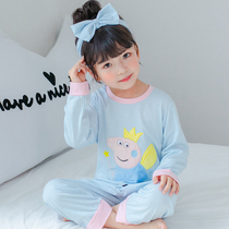 Girls Pajamas Piggy Princess Long Sleeve Spring and Autumn Girls Set Cotton Summer Kids Baby Kids Home Clothes
