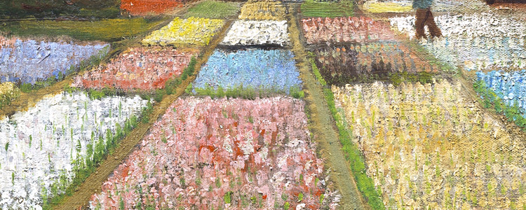 荷兰郁金香 梵高印象派油画装饰画 客厅卧室餐厅现代简约带框挂画