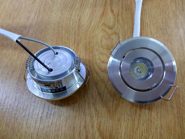 12伏车用led天花灯小1w射灯52直径开孔45高光砂银220v24v